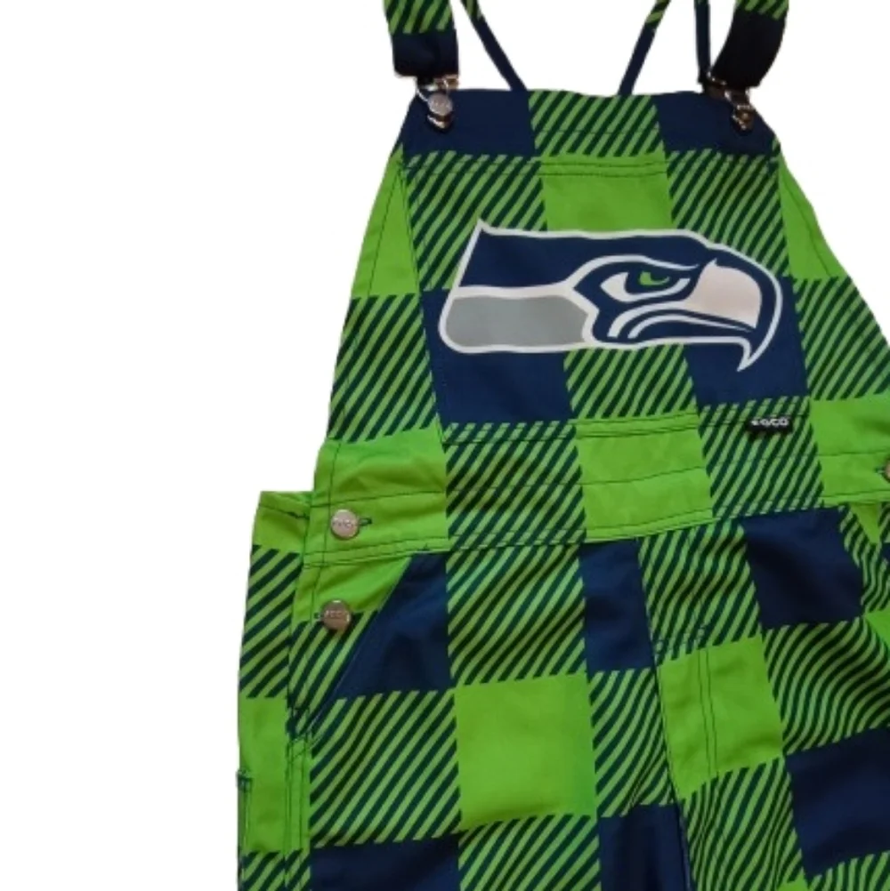 FOCO Seattle Seahawks plaid bib overalls Size: L - Picture 5 of 12